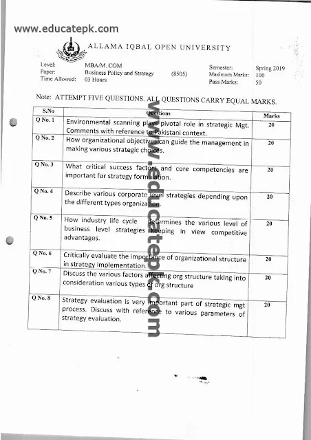 aiou-past-papers-mcom-code-8505