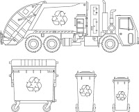 Recycle truck and cans coloring page