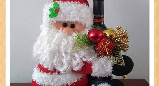 Ideias e manualidades: molde de papai noel Porta-garrafas de natal para imprimir grátis  botellero novideno papa noel