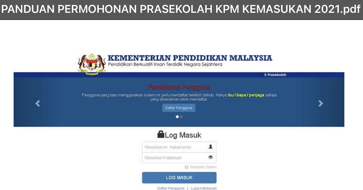 Daftar prasekolah 2023