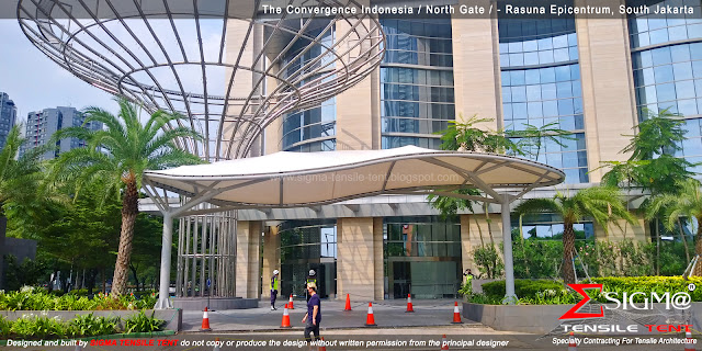 tensile membrane roof kontraktor atap membran tensile tent tension membrane structure canopy membran main gate rasuna epicentrum check point lobby