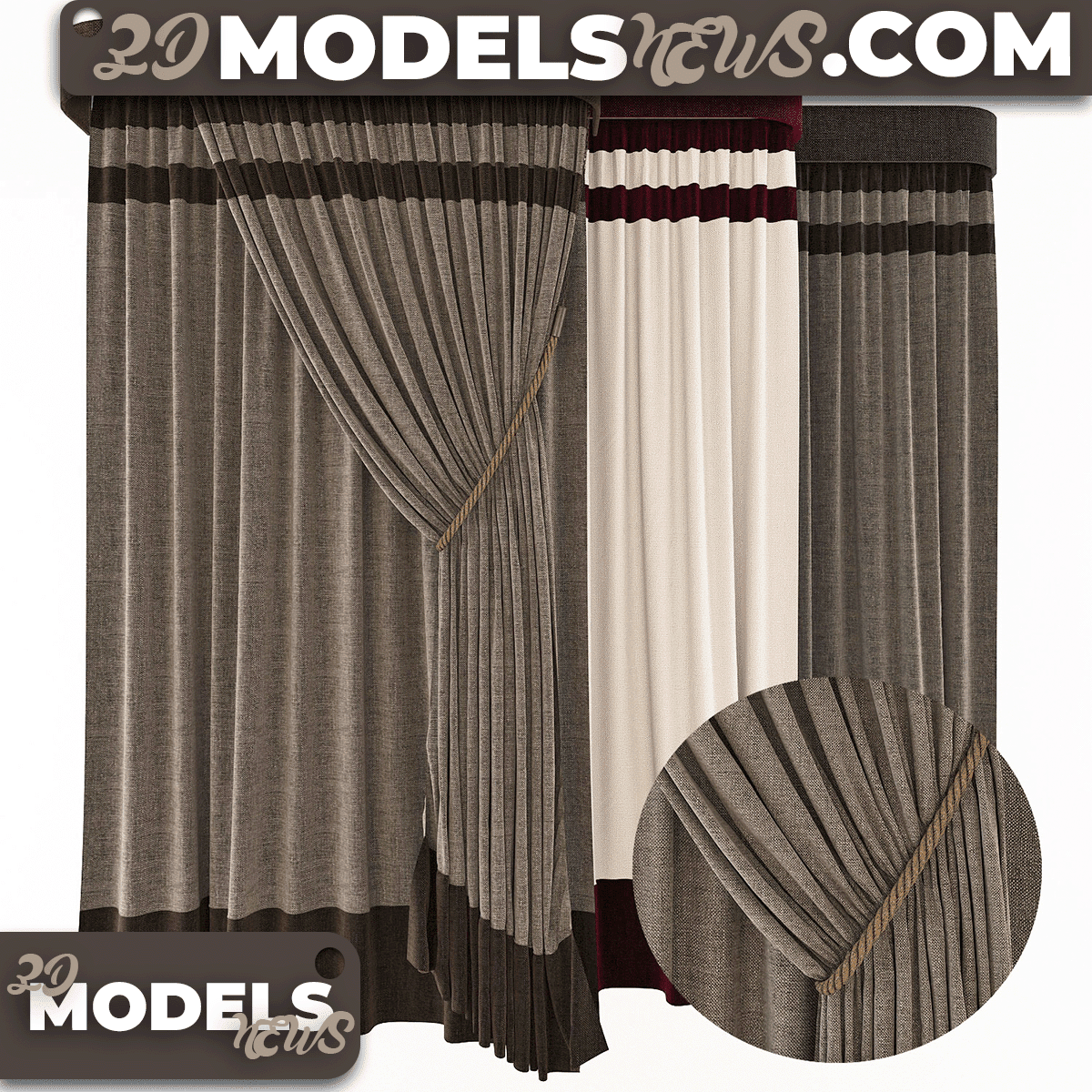 Three models of curtains in different colors 1