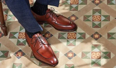 A Man Wearing Stylish Brown Leather Shoes