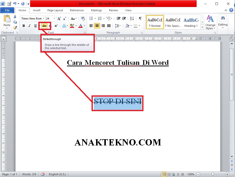 Cara Membuat Teks Coret Di Microsoft Word