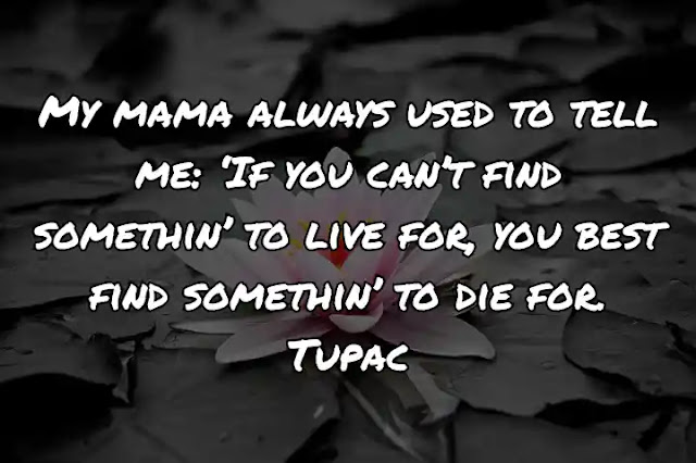 My mama always used to tell me: ‘If you can’t find somethin’ to live for, you best find somethin’ to die for. Tupac