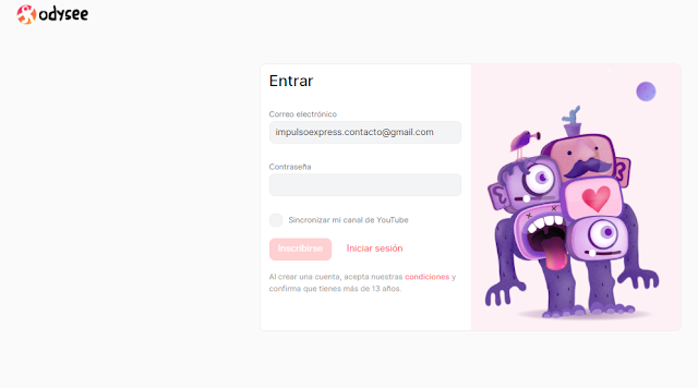 como crear una cuenta de odysee
