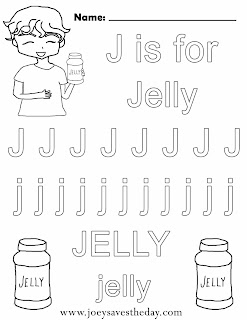 J is for Jelly worksheet