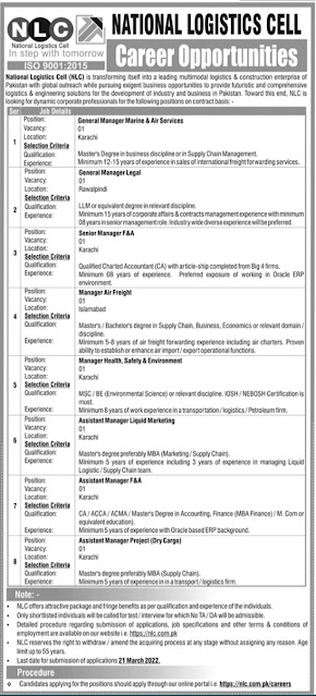 Jobs in NLC-National Logistic Cell (NLC) jobs in Pakistan 2022