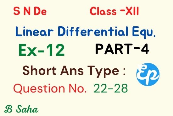 Linear Differential Equation (Part-4)  S N De