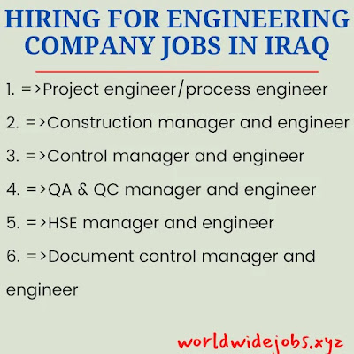 HIRING FOR ENGINEERING COMPANY JOBS IN IRAQ