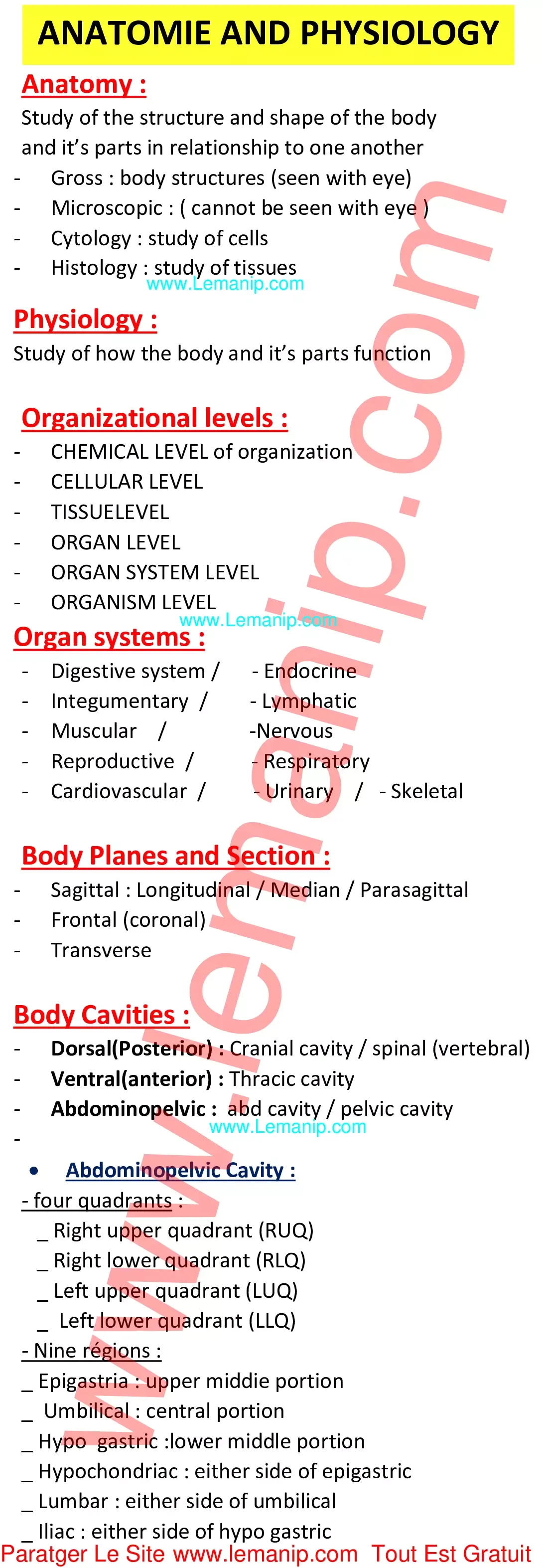 Résumé Du Module Anglais Médicale 1