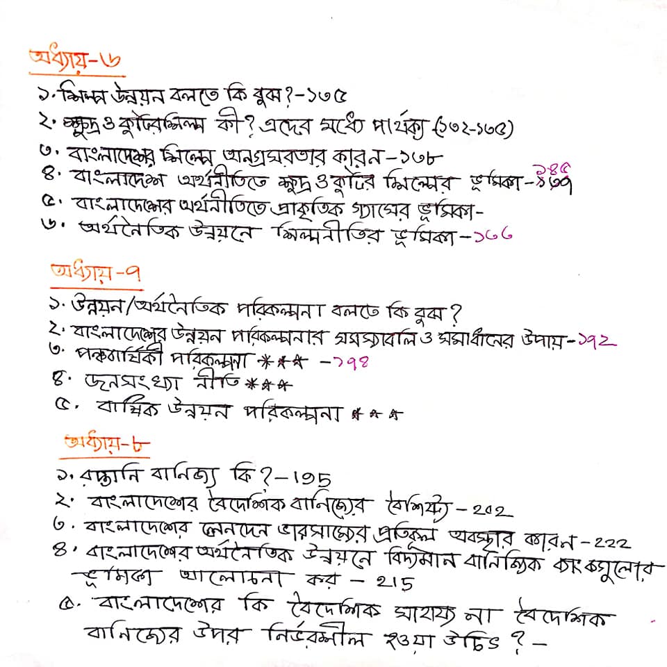 অনার্স ৪র্থ বর্ষের সাজেশন 2022,জাতীয় বিশ্ববিদ্যালয়ের অনার্স ৪র্থ বর্ষ বাংলাদেশের অর্থনীতি সাজেশন ২০২২