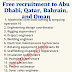 Free recruitment to Abu Dhabi, Qatar, Bahrain, and Oman