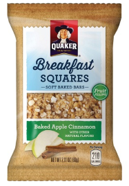 image shows Quaker Oats Baked Apple and Cinnamon Breakfast Squares Package