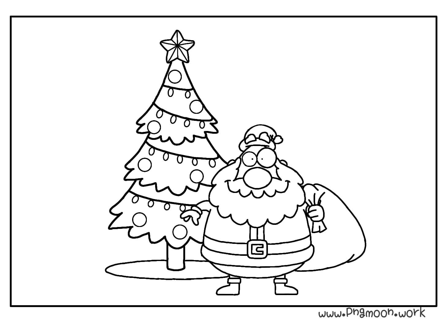 Christmas tree with Santa Coloring