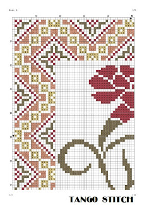 Art nouveau floral cross stitch ornaments hand embroidery pattern