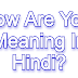 How Are You In Hindi? How Are You Meaning In Hindi