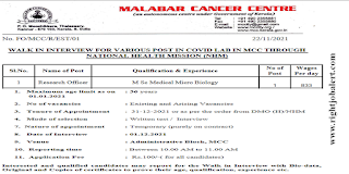 Research Officer Jobs in Malabar Cancer Centre