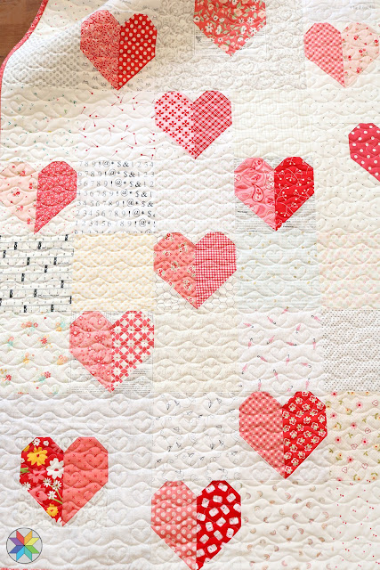 Build A Heart scrappy heart quilt pattern by A Bright Corner quilt blog