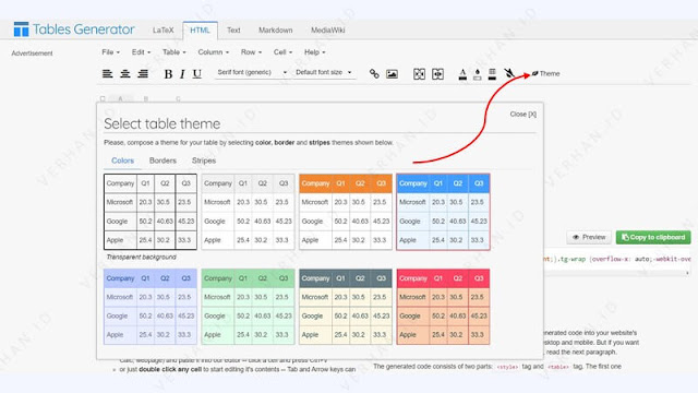 membuat tabel berwarna di blog