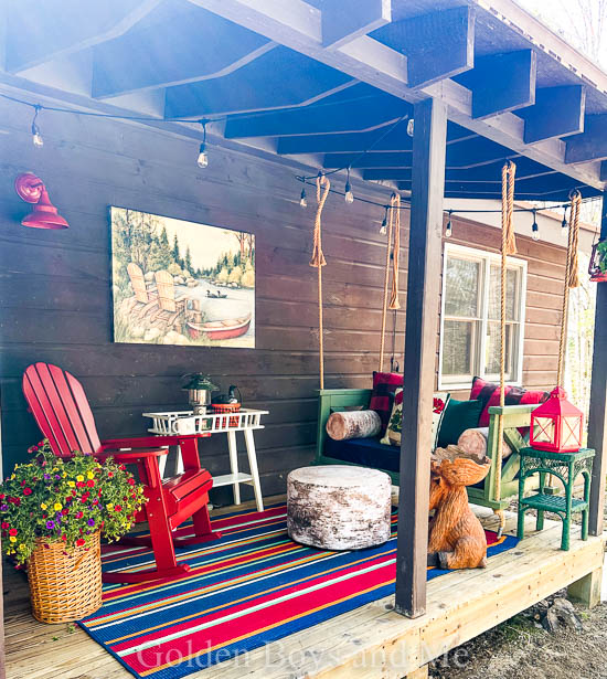 Cabin porch with Plow and Hearth - www.goldenboysandme.com