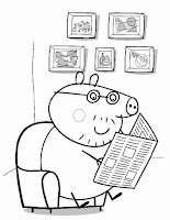 Daddy Pig reading newspaper coloring page