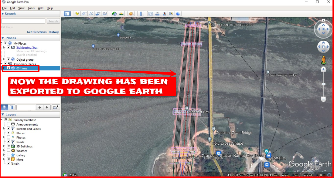 export AutoCAD drawing to google earth using global mapper