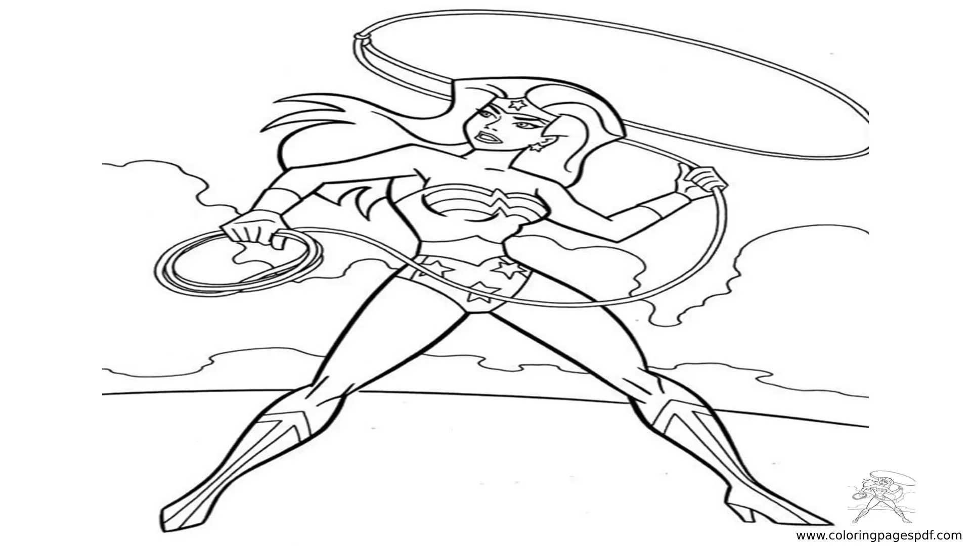 Coloring Pages Of Wonder Woman With The Lasso Of Truth