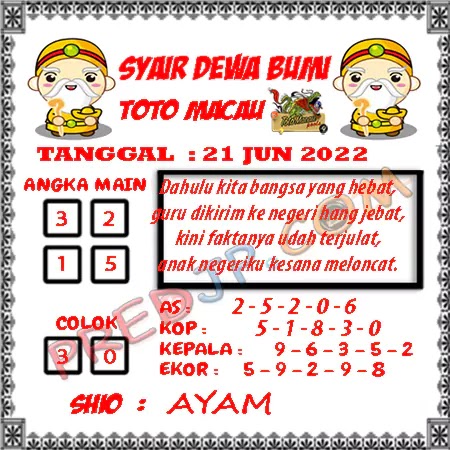 Prediksi Dewa Bumi Togel Macau Pools Rabu 21-06-2023