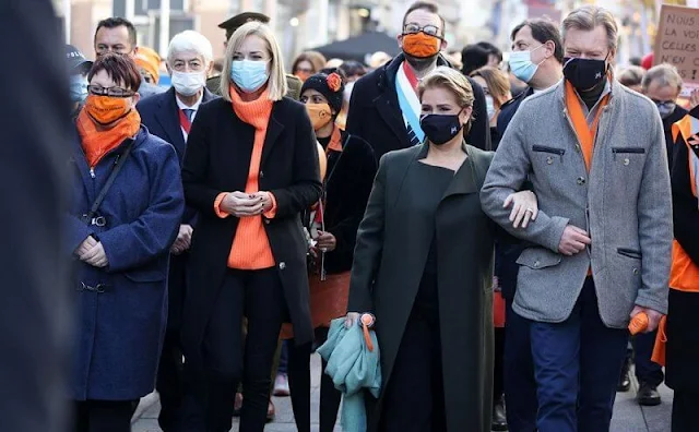 Grand Duke Henri and Grand Duchess Maria Teresa of Luxembourg took part in a solidarity march against violence against women