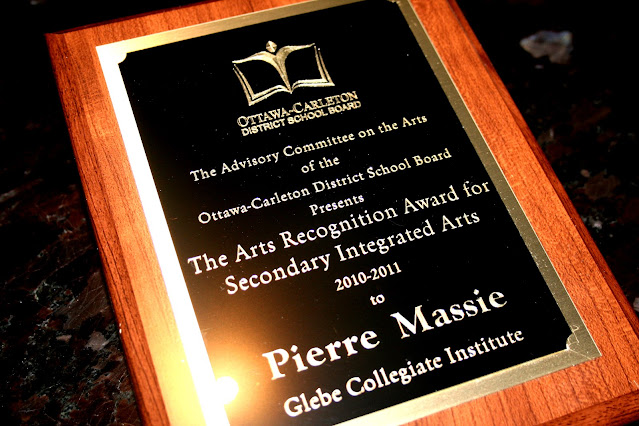 OCDSB Arts Award for Pierre Massie 2010-2011