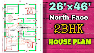 26×46  house plan 2bhk