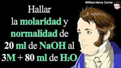 Calcular la molaridad y normalidad de 20 ml de NaOH al 3M + 80 ml de H2O