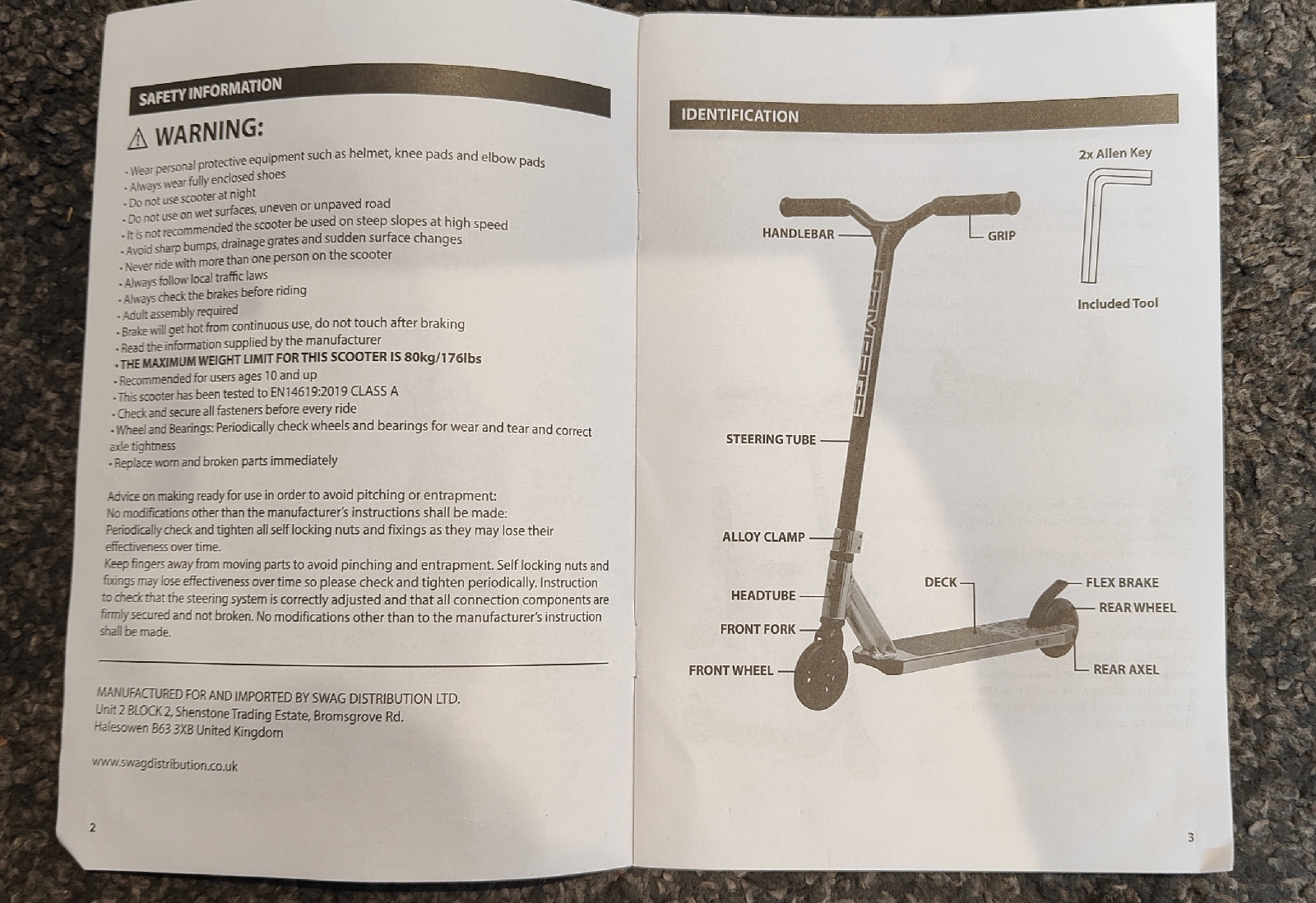 manual and instructions for the Neochrome/Black Rampage R1 2023 Complete Stunt Scooter