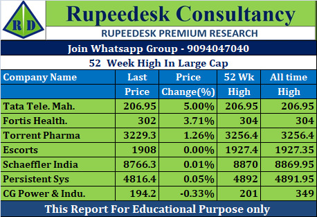 52  Week High In Large Cap