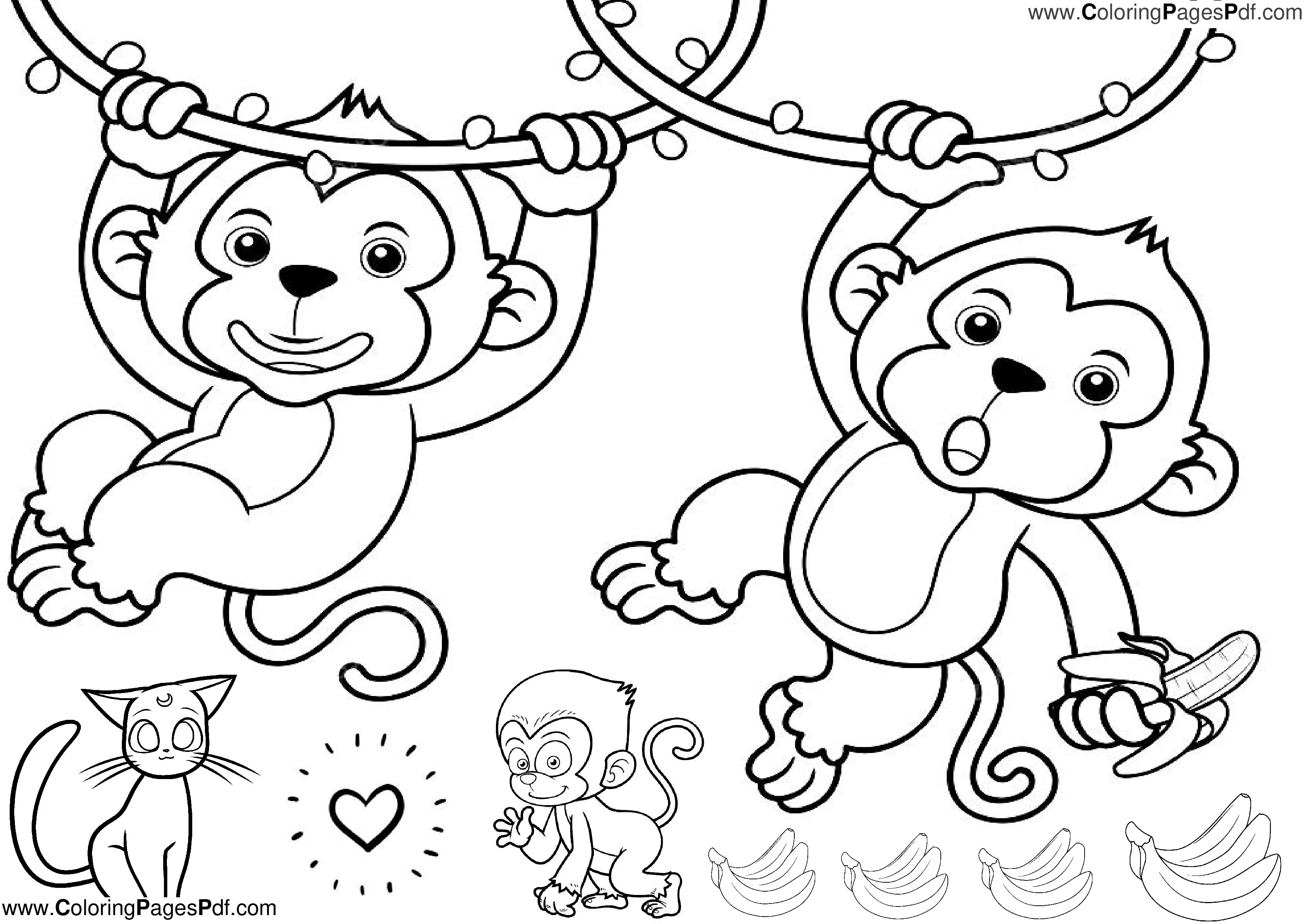 Monkey coloring pages for toddlers