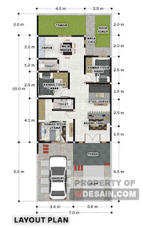 Denah rumah minimalis 3 kamar Lengkap dengan Gambar Kerja