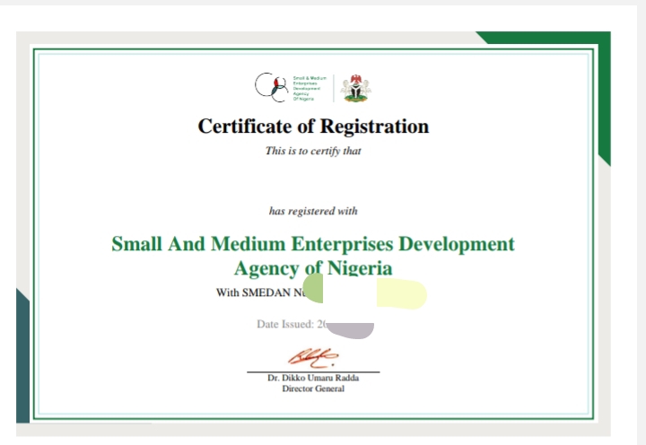 Yadda Zaku Samu Certificate Na SMEDAN (Small And Medium Enterprises Development Agency)