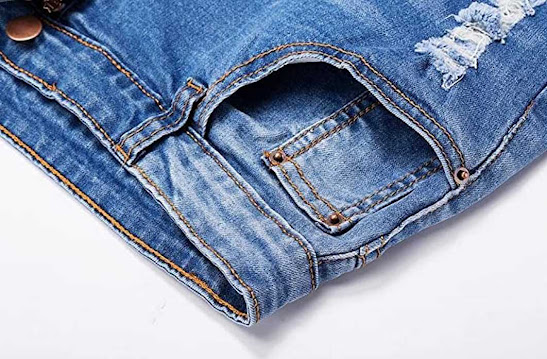 Roswear Women's Ripped Denim Destroyed Mid Rise Stretchy Bermuda Shorts Jeans