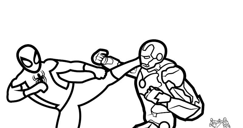 Coloring Pages Of Iron Man Fighting Spider-man