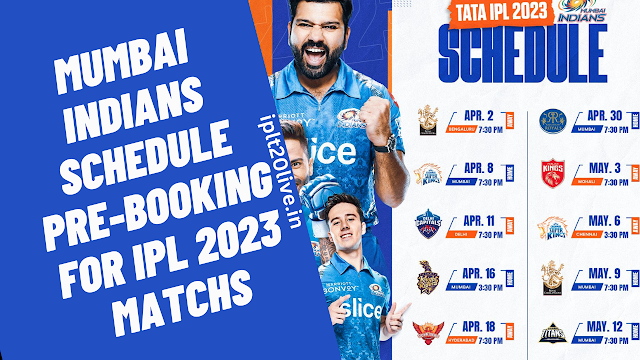 Mumbai Indians Match tickets in Wankhede stadium, pre-booking tickets for ipl 2023 matches