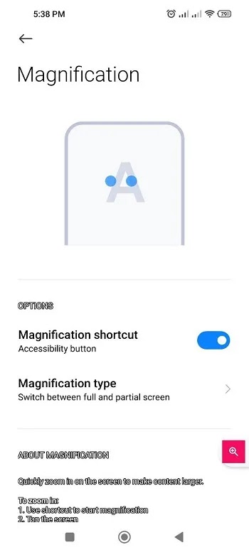 Magnification Shortcut