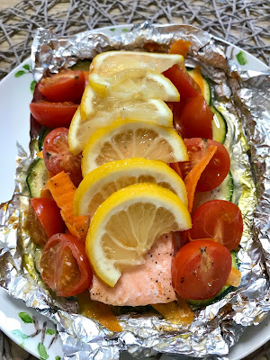 SALMON AL PAPILLOTE con VERDURAS. Receta Sana en Freidora de Aire