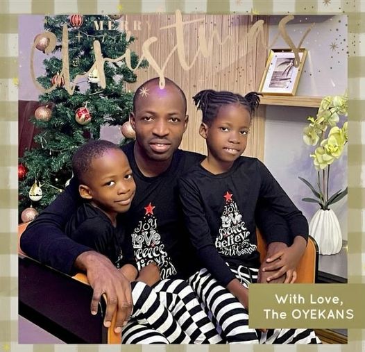 Dunsin Oyekan Rocks Matching Christmas Outfits With Children