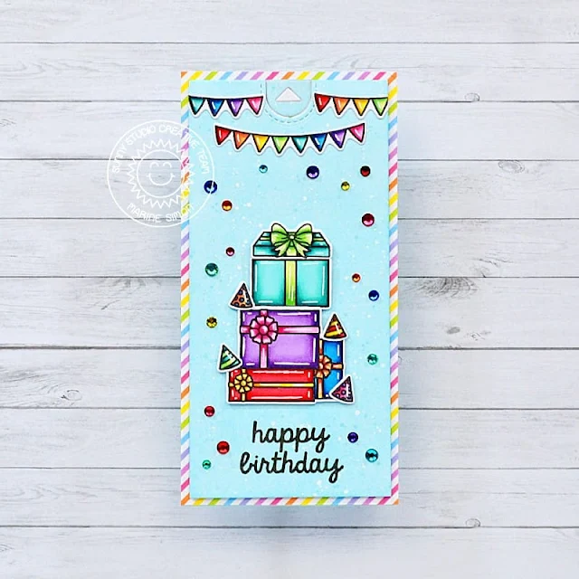 Sunny Studio Stamps: Christmas Critters Birthday Card by Marine Simon (featuring Lazy Christmas, Balloon Rides)