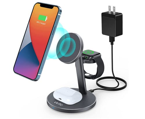 UUTO 3-in-1 Aluminum Alloy Magnetic Wireless Charger Stand