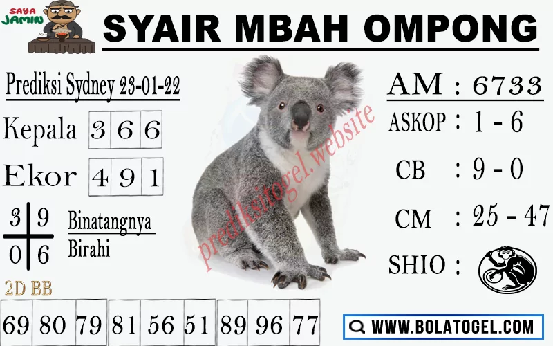 Syair Mbah Ompong Sydney Minggu 23-01-2022