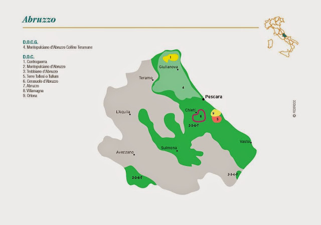 Abruzzo wine region with Montepulciano d'Abruzzo DOC
