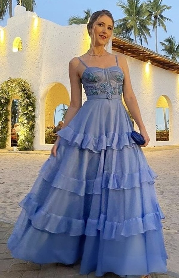 vestido longo azul serenity