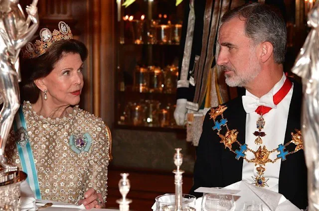 Queen Letizia wore a tulle ball dress by H&M. Crown Princess Victoria wore a wildflowers gown by Frida Jonsvens. Princess Sofia